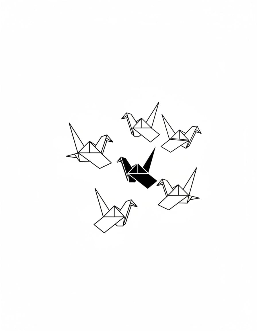 Geometric Origami Flock Temporary Tattoo — view 1