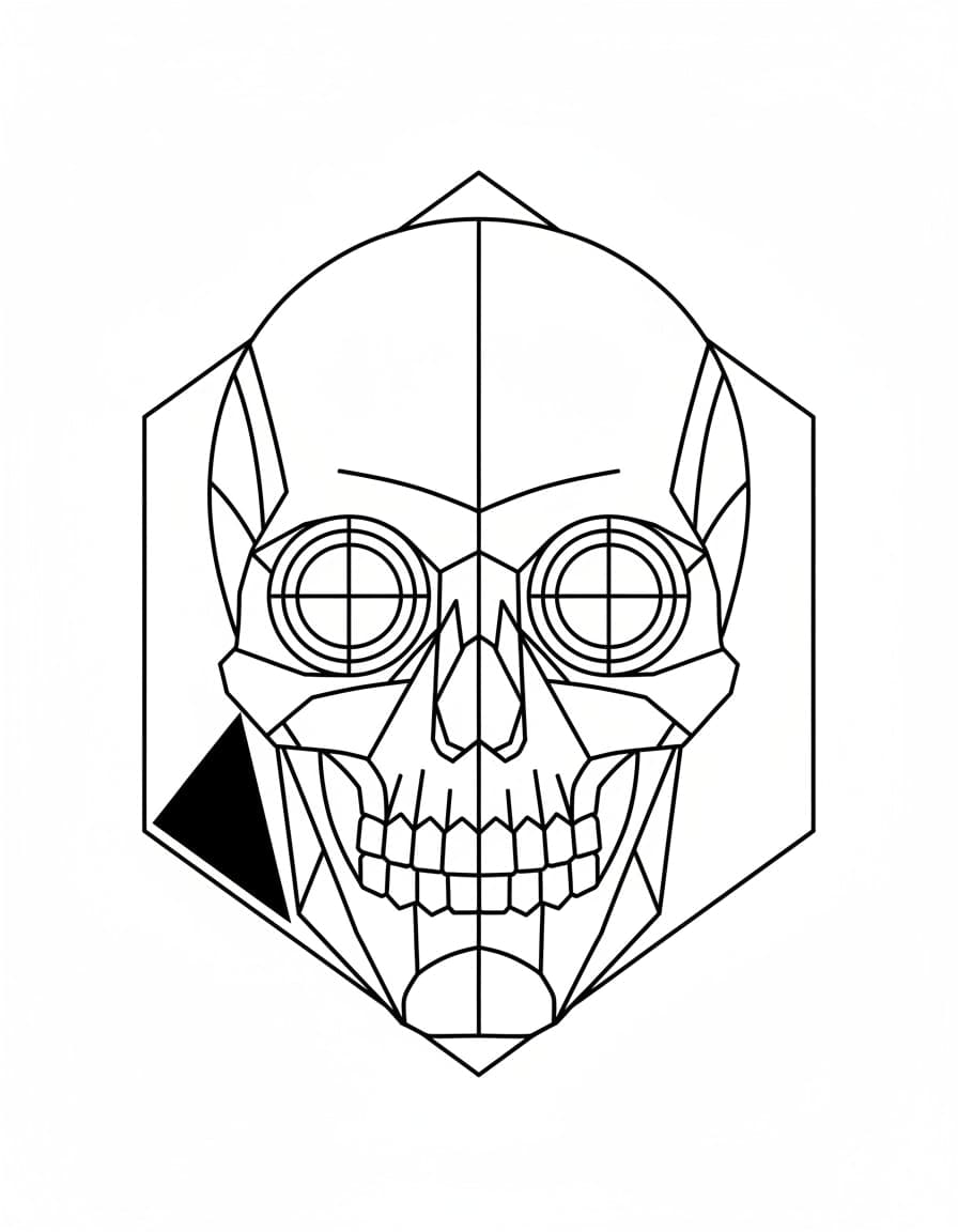 Geometric Skull in a Hexagon Temporary Tattoo — view 1