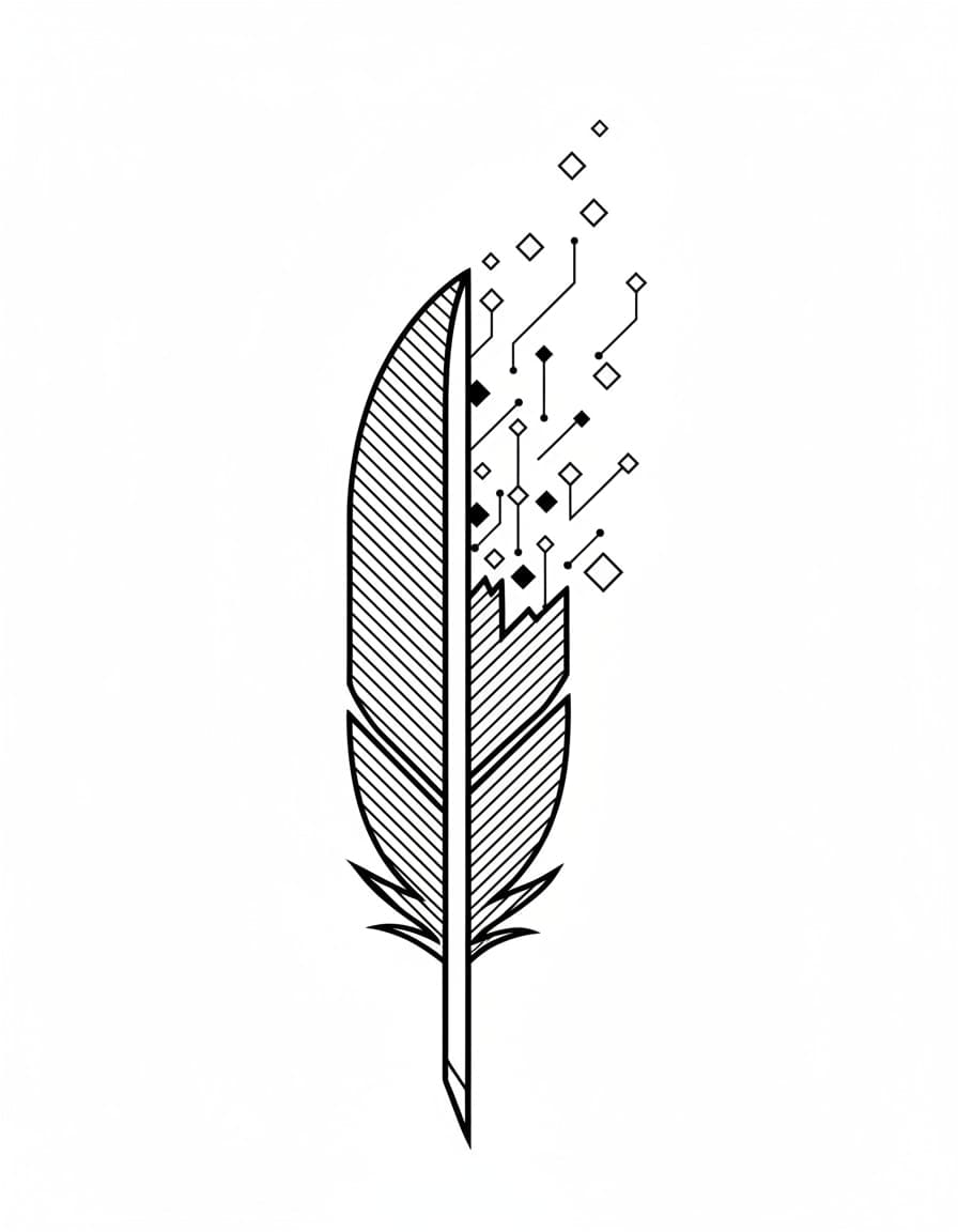 Geometric Split Diamond Feather Temporary Tattoo — view 1