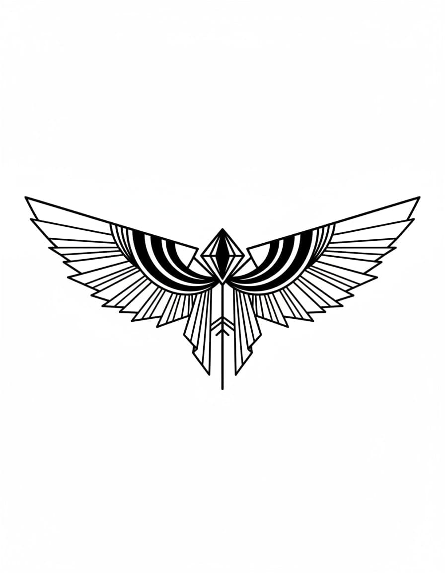 Geometric Under-Bust Deco Fan Temporary Tattoo — view 1