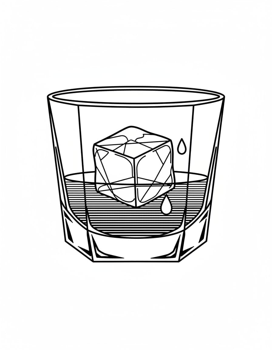 Geometric Whiskey Glass Lines Temporary Tattoo — view 1
