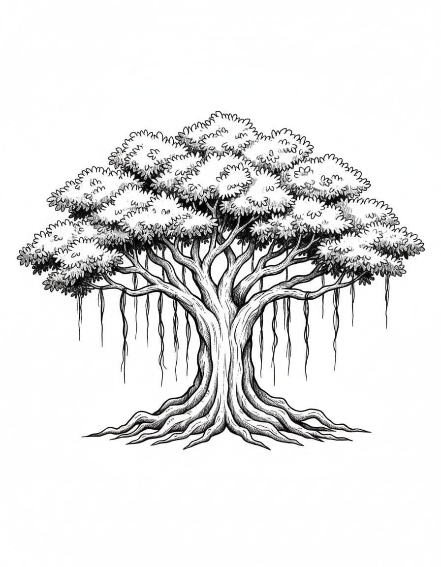 Illustrative Banyan Tree Temporary Tattoo — view 1