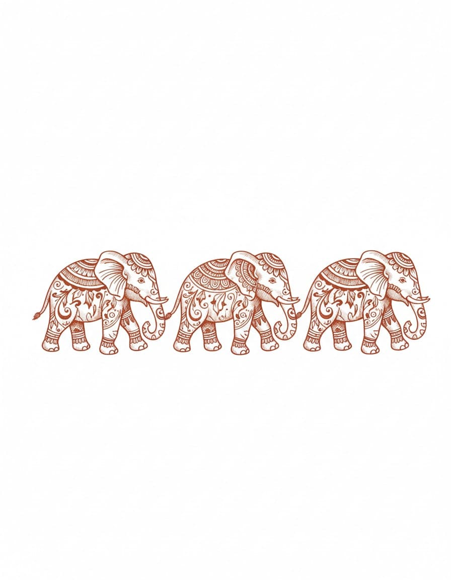 Henna-Style Elephant Parade Temporary Tattoo — view 1