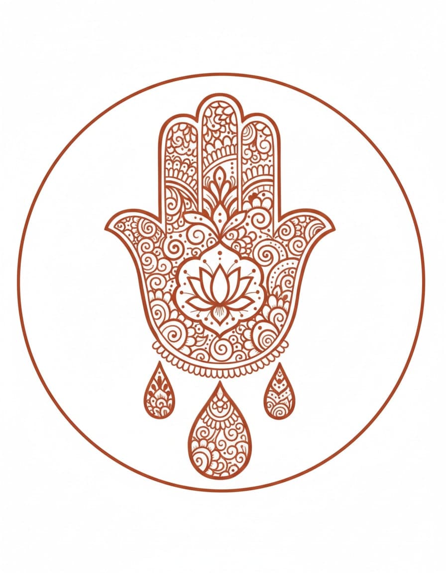 Henna-Style Hand of Fatima Temporary Tattoo — view 1