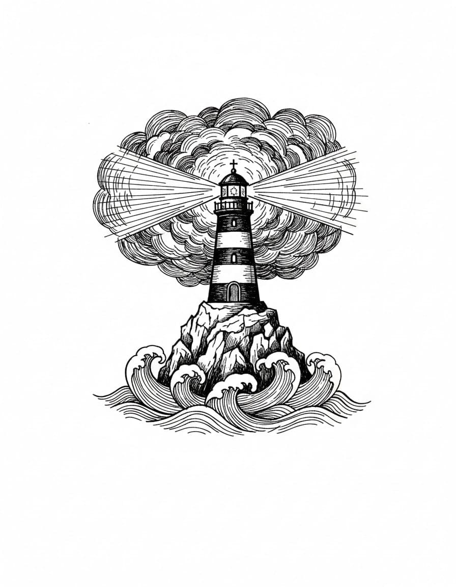 Illustrative Lighthouse of Faith Temporary Tattoo — view 1
