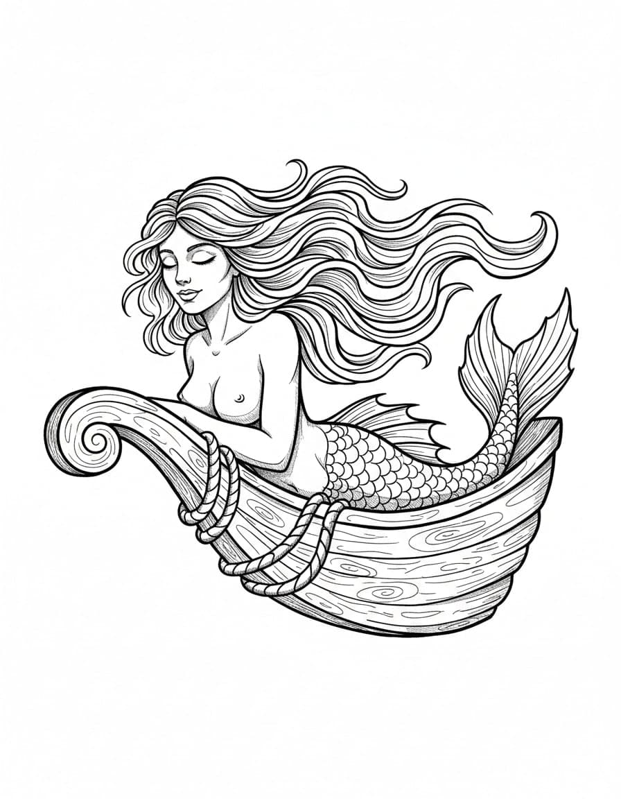 Illustrative Mermaid Figurehead Temporary Tattoo — view 1