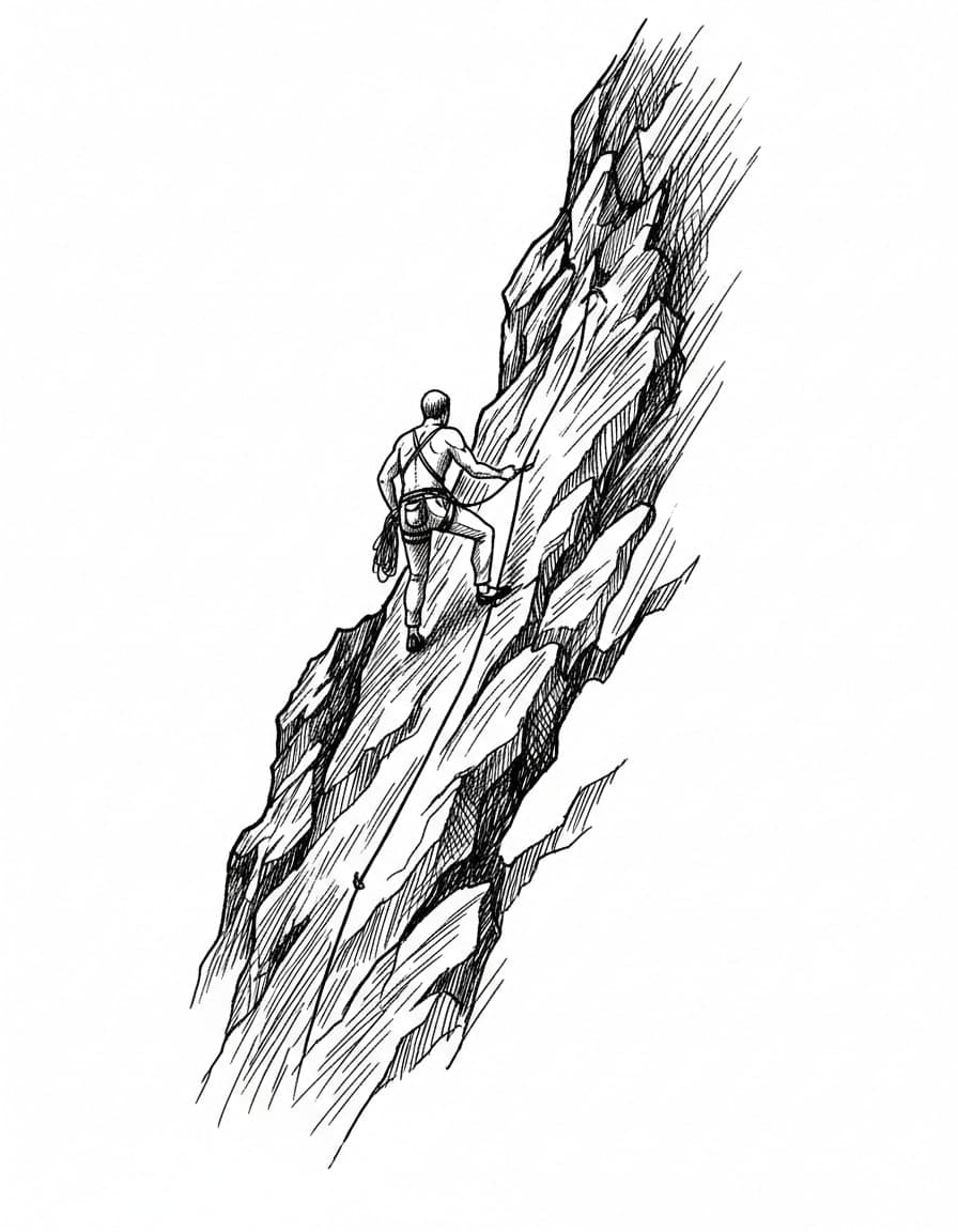 Illustrative Mountain Climber Temporary Tattoo — view 1