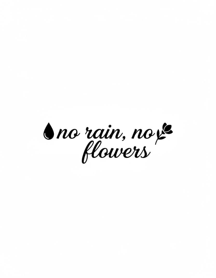 No Rain No Flowers Script Temporary Tattoo — view 1