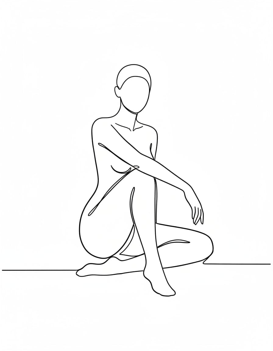 Minimalist Abstract Muse Line Temporary Tattoo — view 1