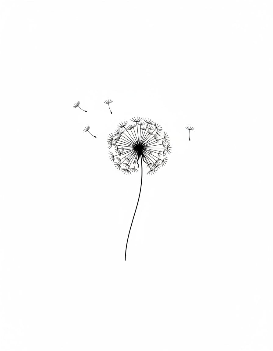 Minimalist Dandelion Puff Temporary Tattoo — view 1