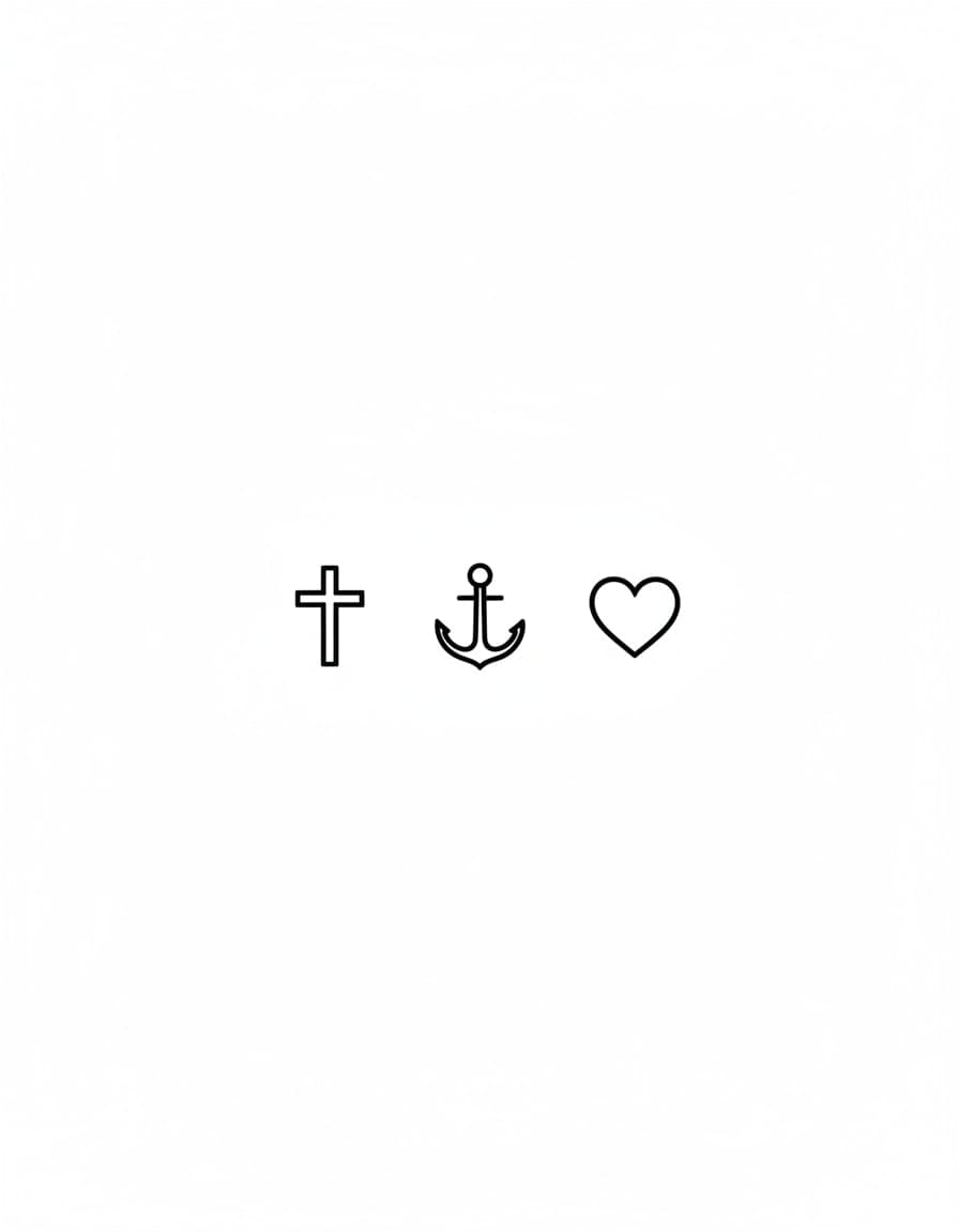 Minimalist Faith Hope Love Symbols Temporary Tattoo — view 1