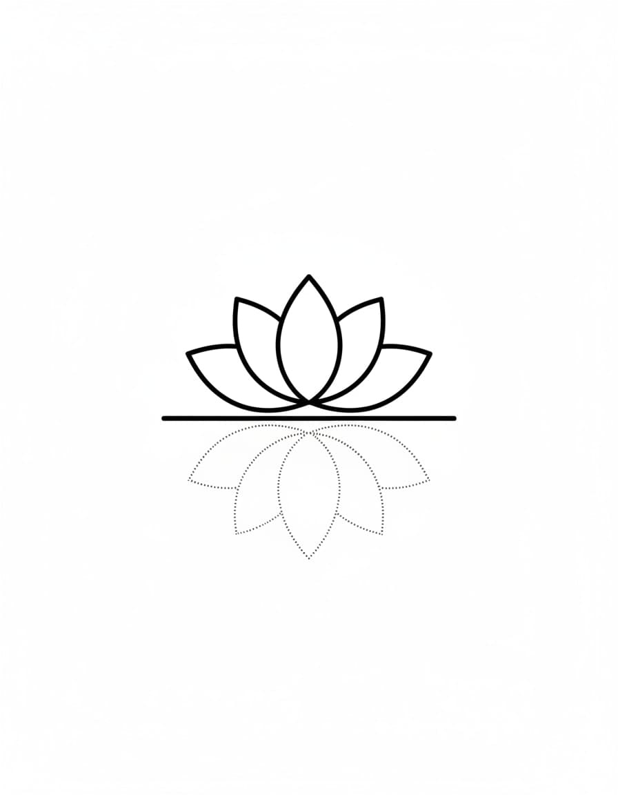 Minimalist Half Lotus Line Temporary Tattoo — view 1