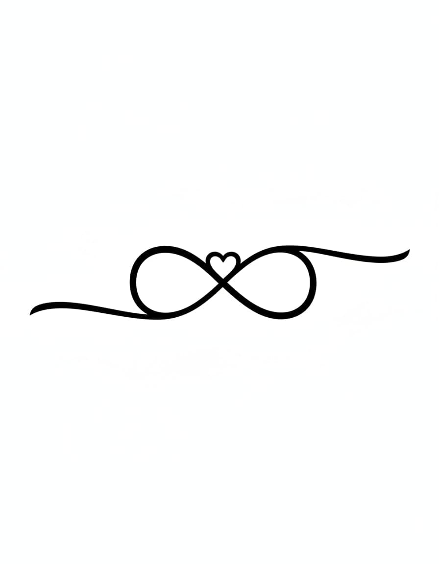 Minimalist Infinity Heart Band Temporary Tattoo — view 1