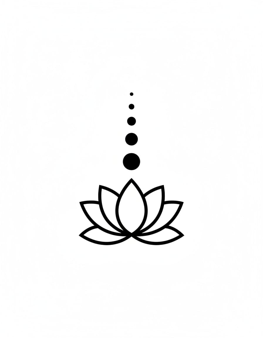 Minimalist Lotus Dot Column Temporary Tattoo — view 1