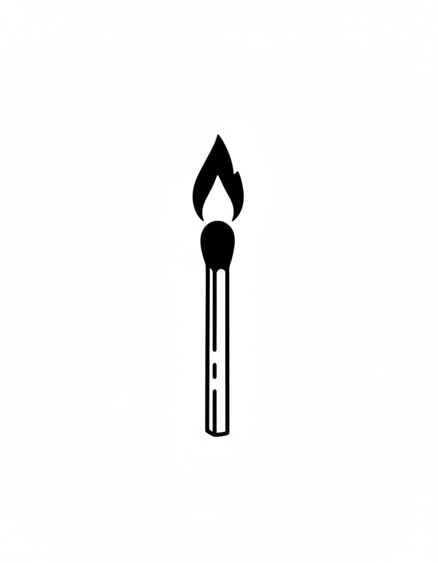 Minimalist Matchstick Flame Temporary Tattoo — view 1