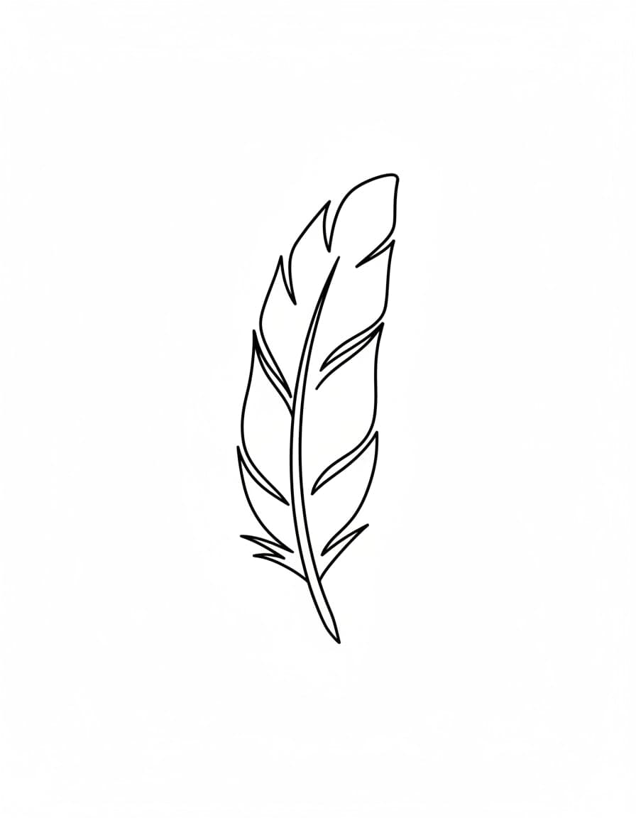 Minimalist One-Line Feather Temporary Tattoo — view 1