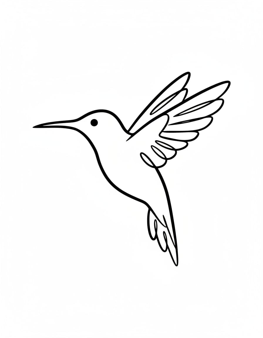 Minimalist One-Line Hummingbird Temporary Tattoo — view 1