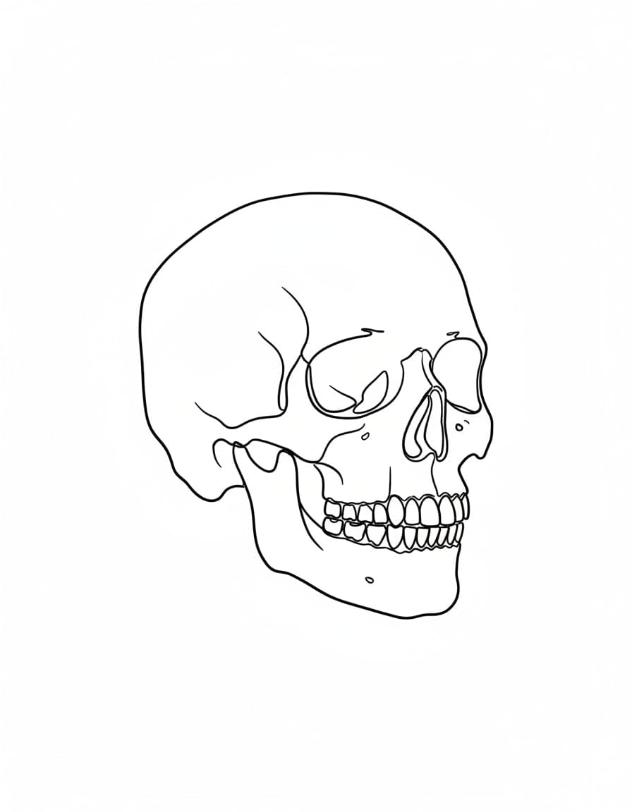 Minimalist One-Line Skull Temporary Tattoo — view 1