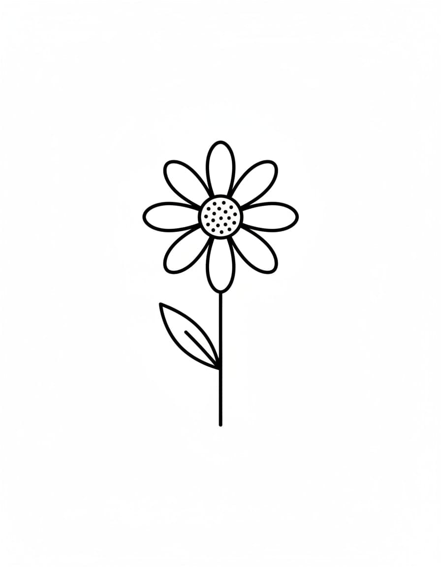 Minimalist Single Daisy Temporary Tattoo — view 1