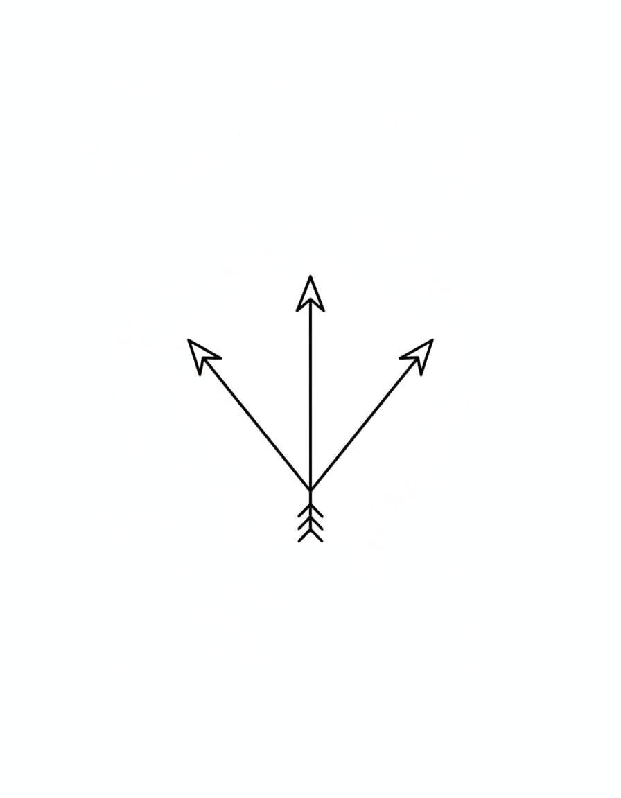 Minimalist Three Arrow Fan Temporary Tattoo — view 1