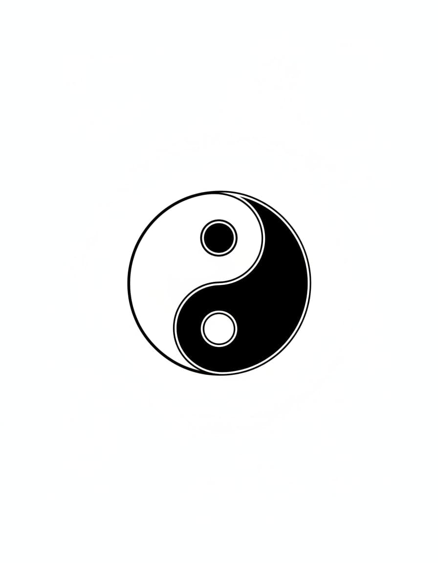 Minimalist Yin Yang Line Temporary Tattoo — view 1