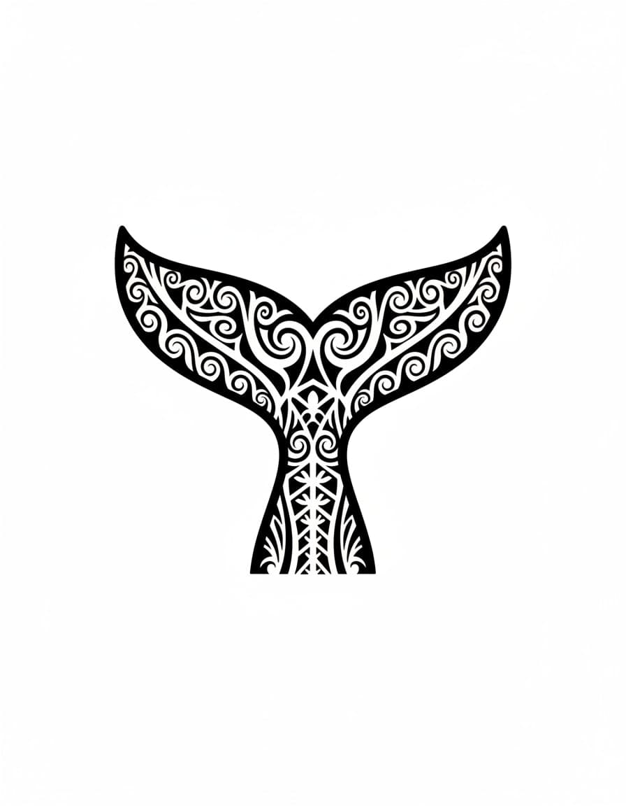 Polynesian-Style Whale Tail Temporary Tattoo — view 1