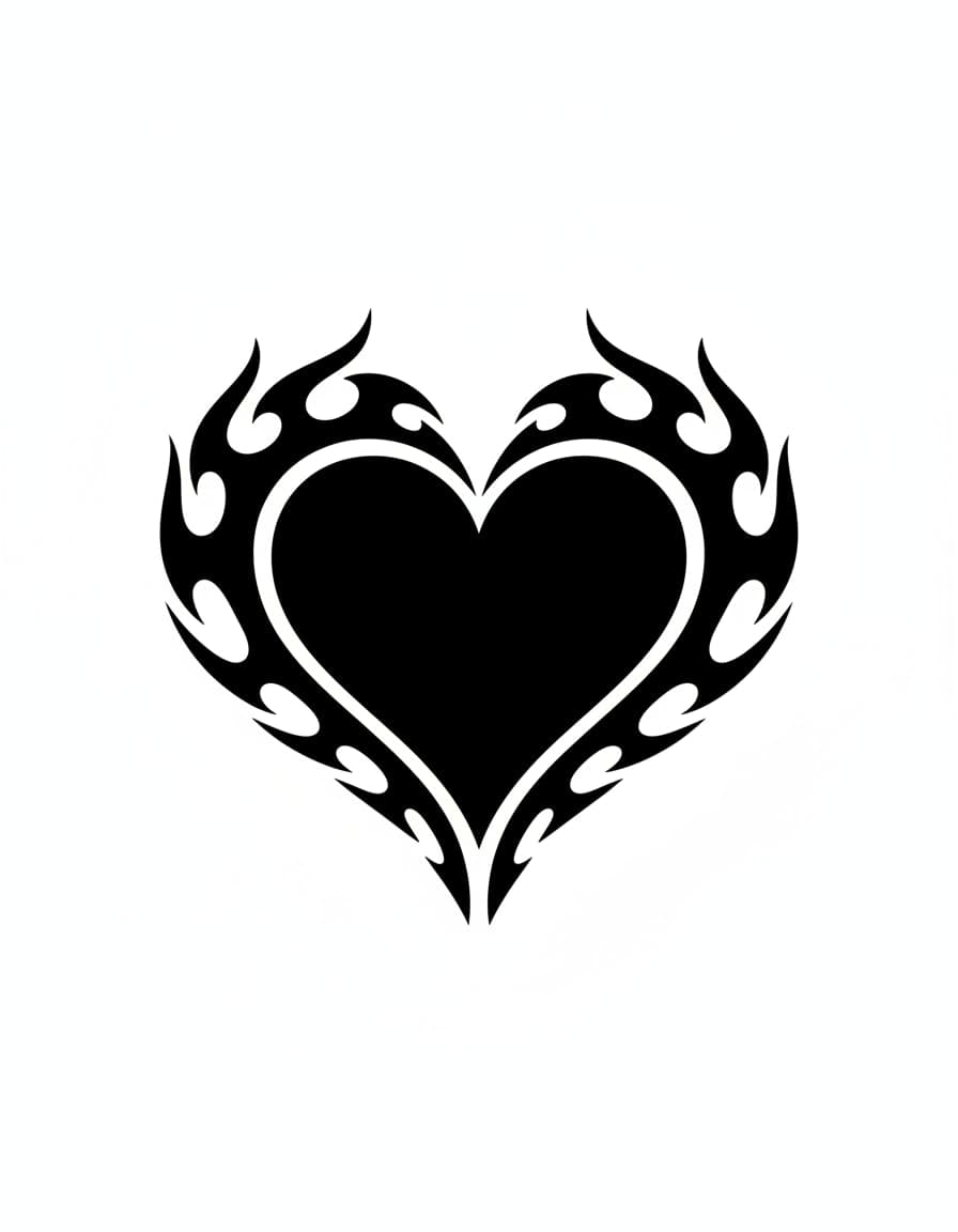 Tribal Tribal Heart and Flames Temporary Tattoo — view 1