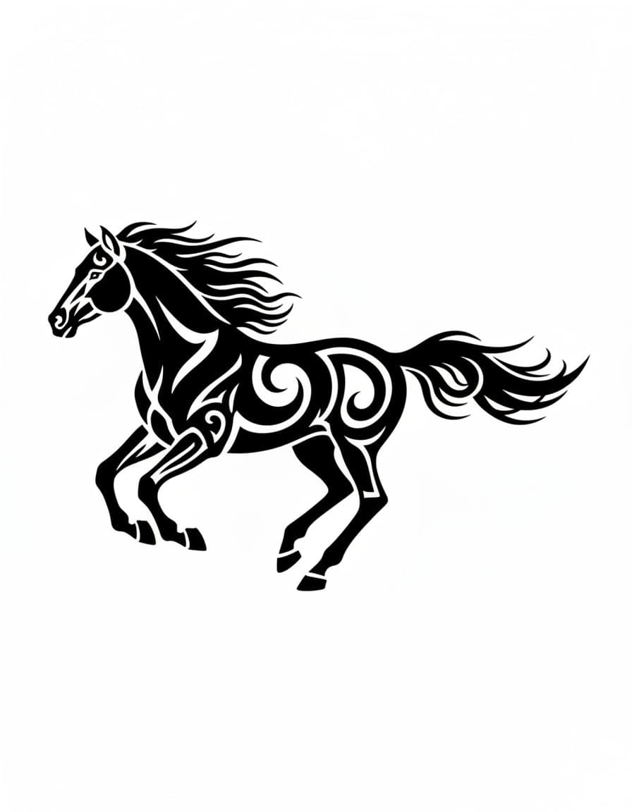 Tribal Tribal Horse Temporary Tattoo — view 1