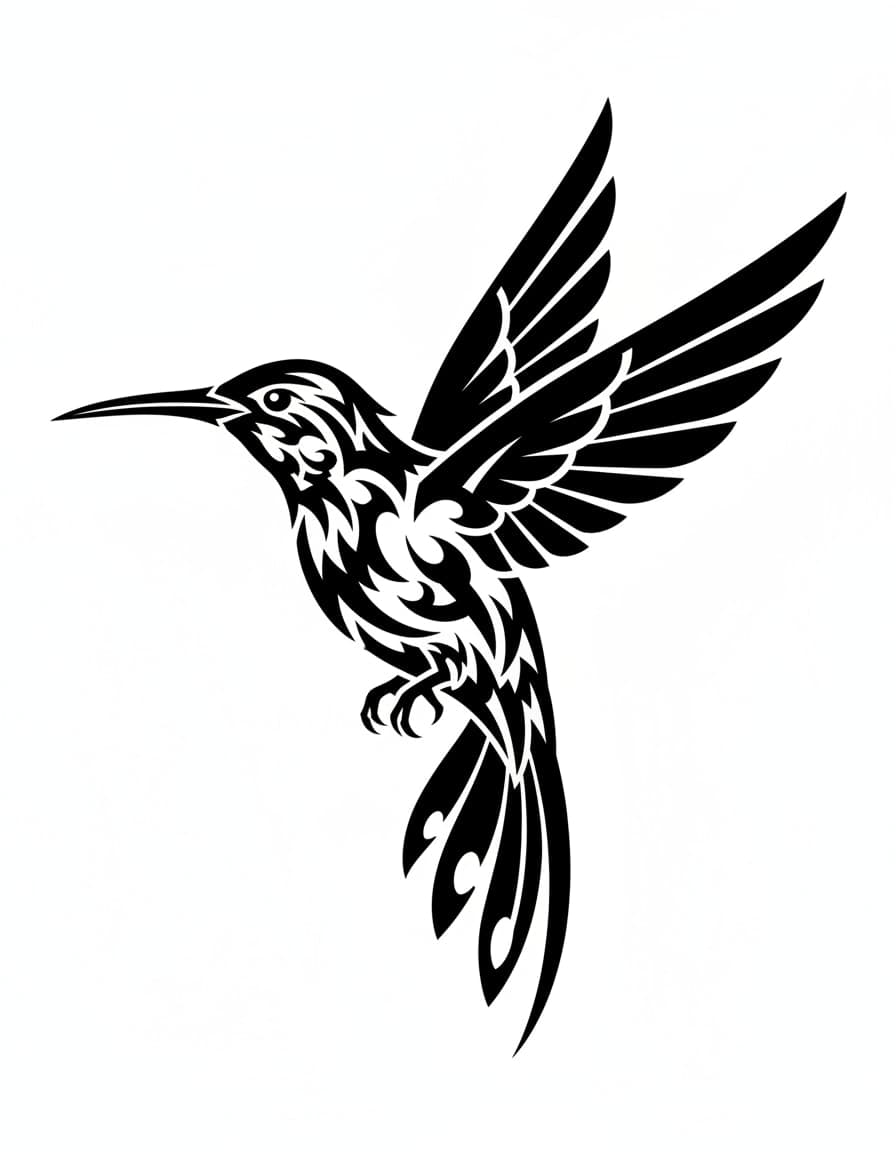 Tribal Tribal Hummingbird Temporary Tattoo — view 1