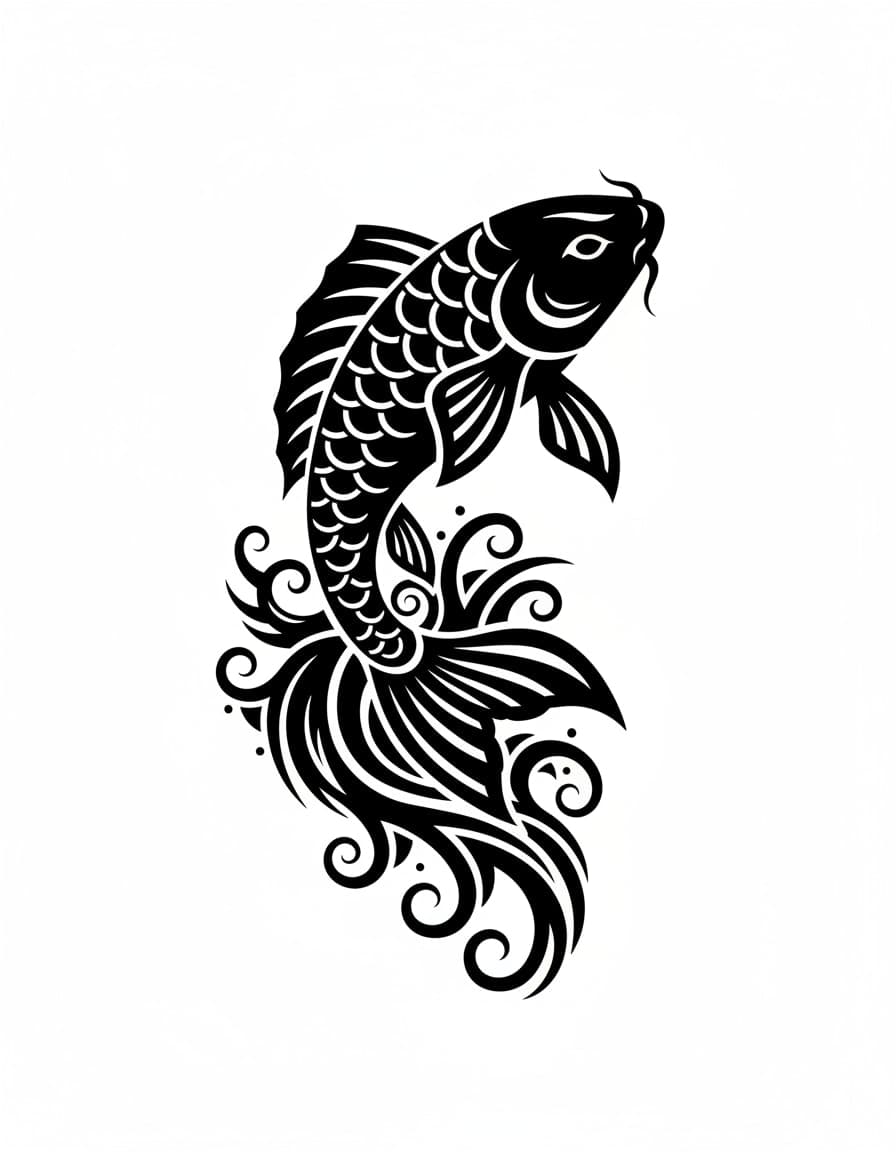 Tribal Tribal Koi Temporary Tattoo — view 1