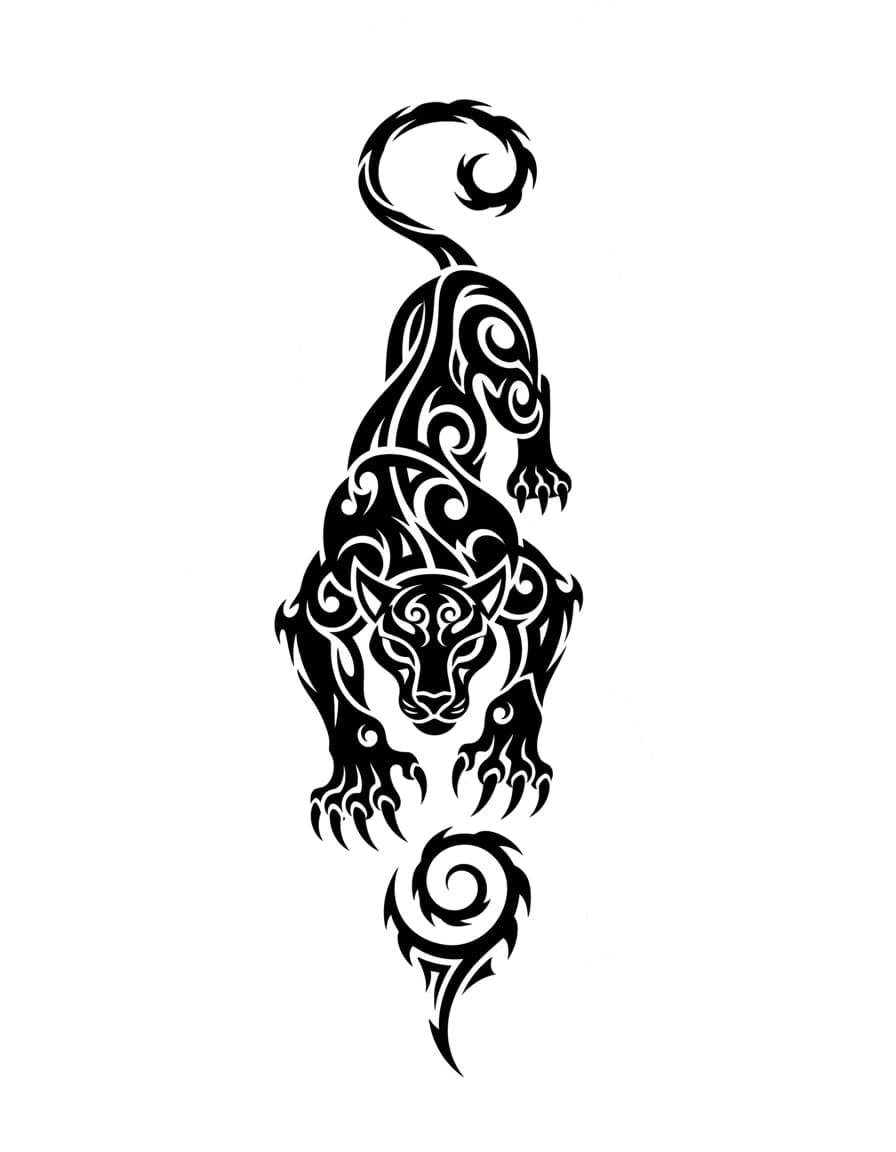 Tribal Tribal Panther Crawl Temporary Tattoo — view 1
