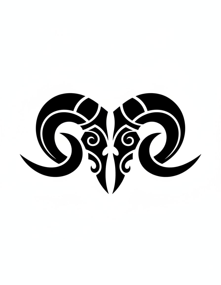 Tribal Tribal Ram Horns Temporary Tattoo — view 1