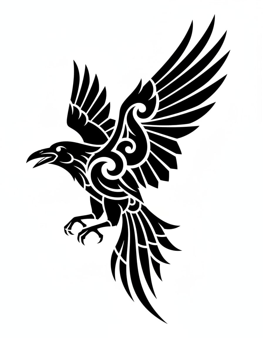 Tribal Tribal Raven Temporary Tattoo — view 1