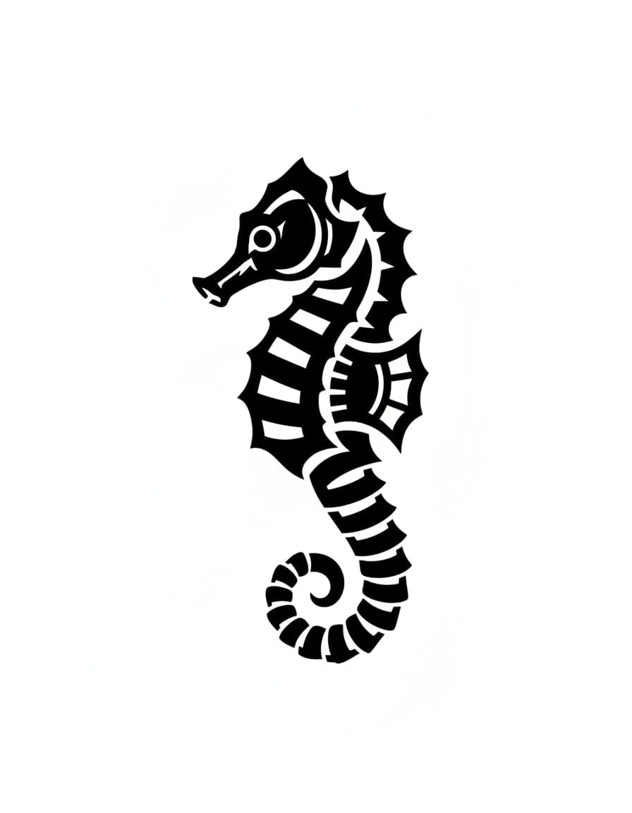Tribal Tribal Seahorse Temporary Tattoo — view 1