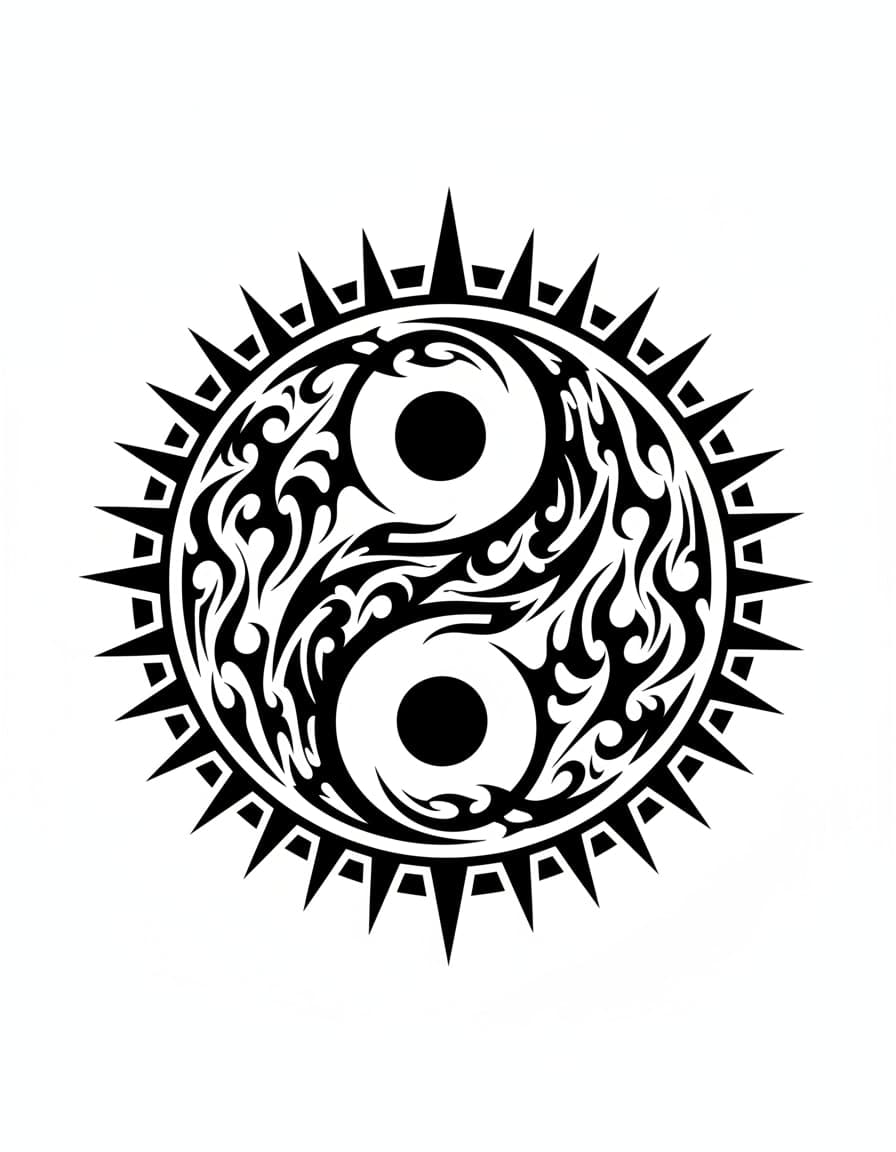 Tribal Tribal Yin Yang Temporary Tattoo — view 1