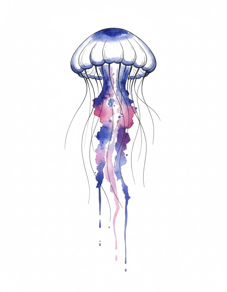 Watercolour Watercolour Jellyfish Drift Temporary Tattoo — view 1