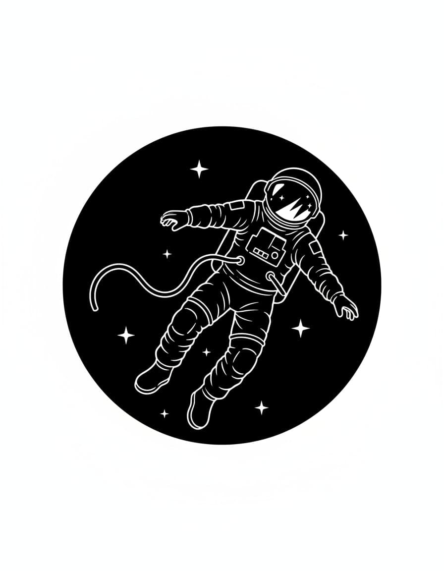 Blackwork Floating Astronaut Temporary Tattoo — view 1