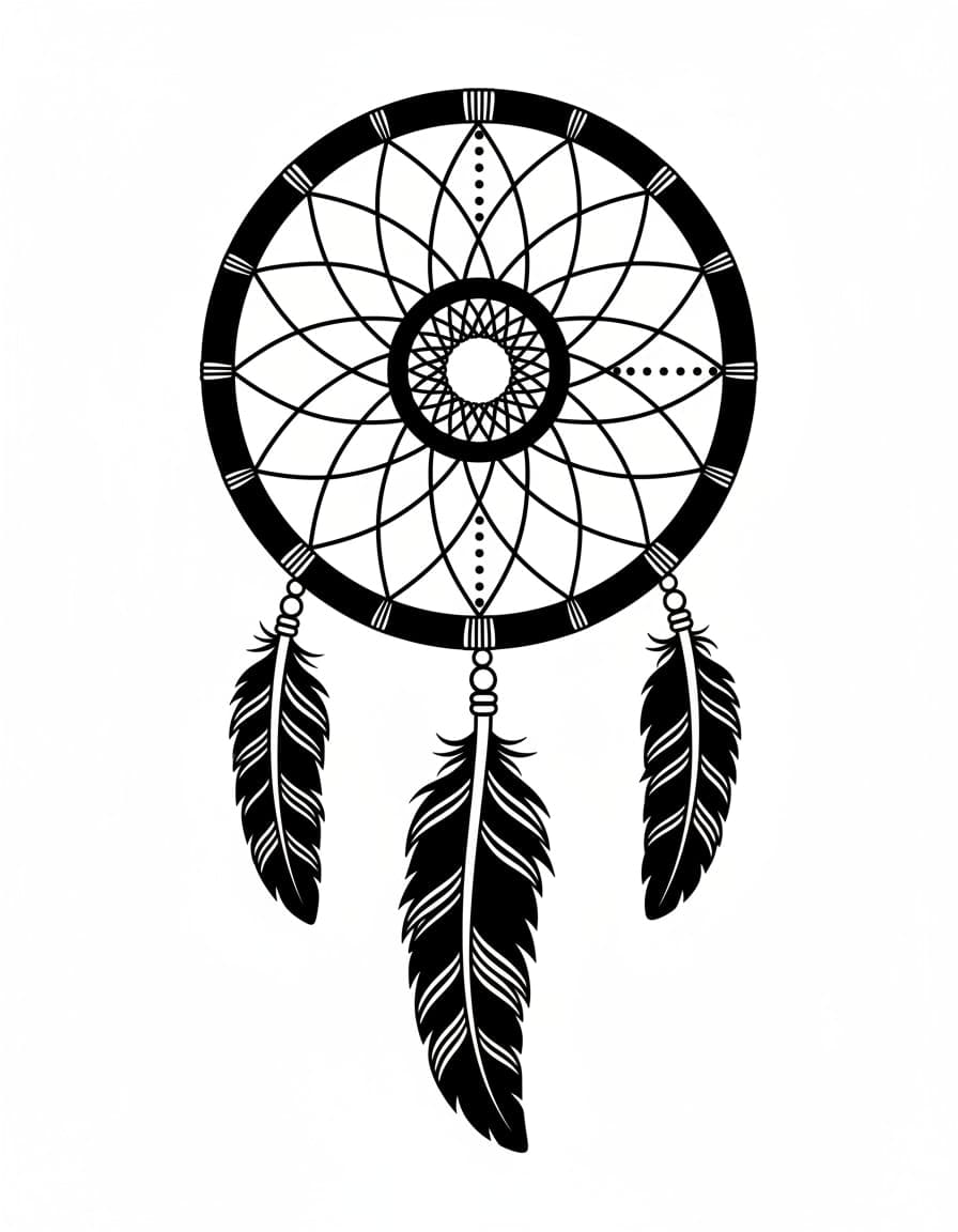 Blackwork Dream Catcher Temporary Tattoo — view 1