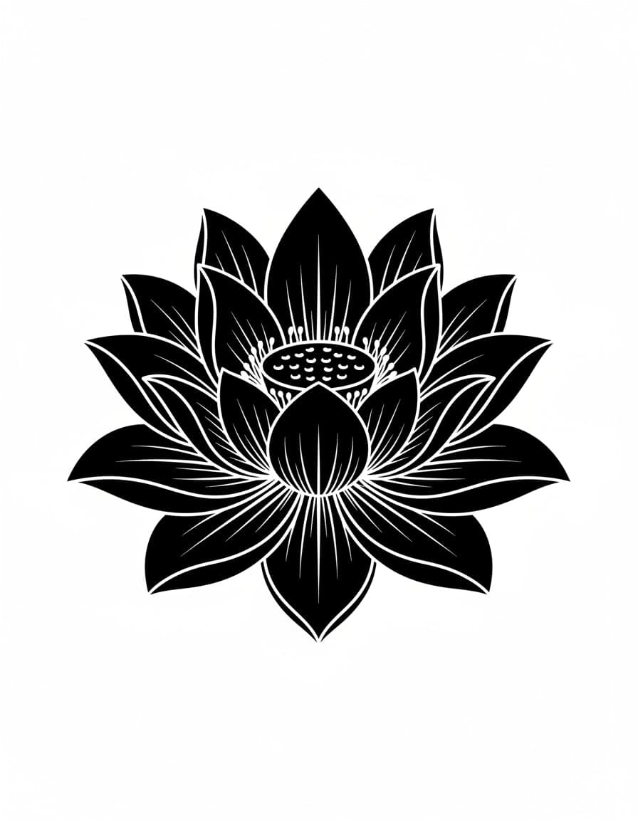 Blackwork Lotus Temporary Tattoo — view 1