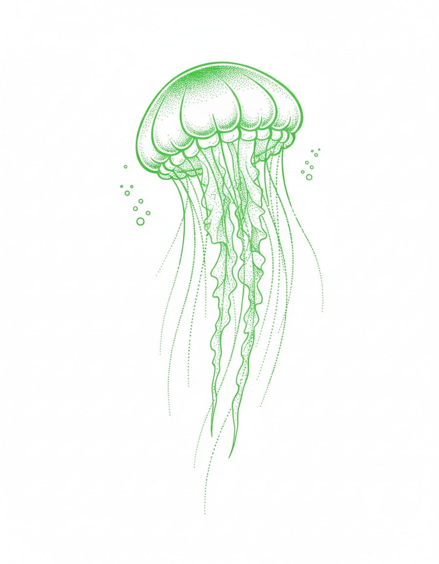 Fluo Dotwork Jellyfish Temporary Tattoo — view 1