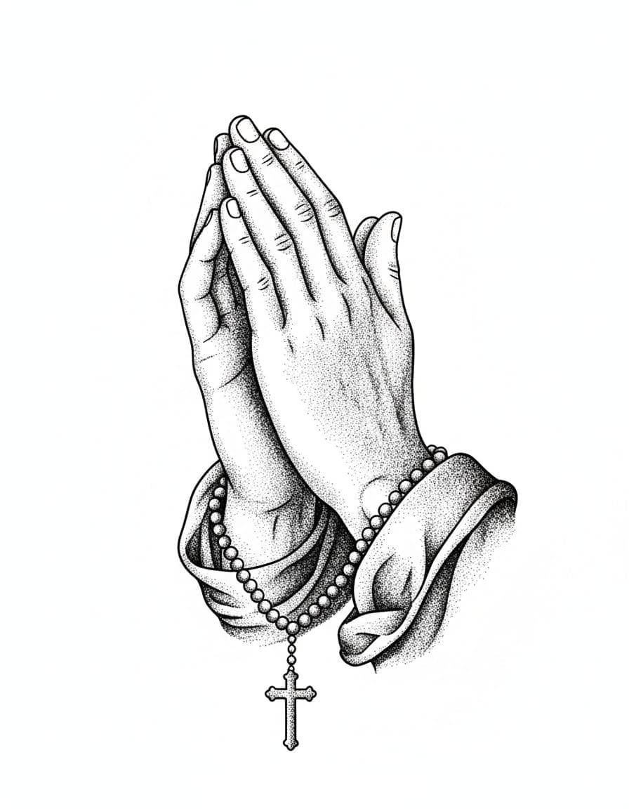 Dotwork Praying Hands Temporary Tattoo — view 1