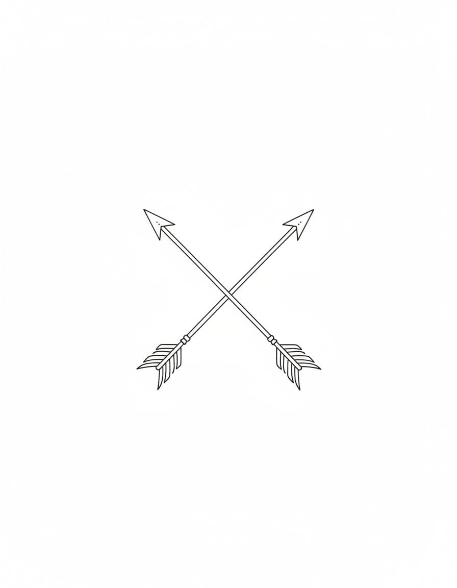 Fine Line Crossed Arrows Temporary Tattoo — view 1