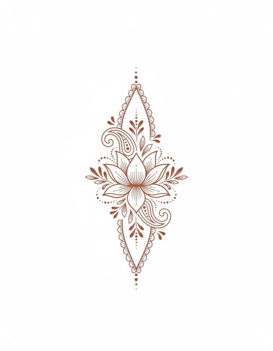 Henna-Style Lotus and Paisley Temporary Tattoo — view 1