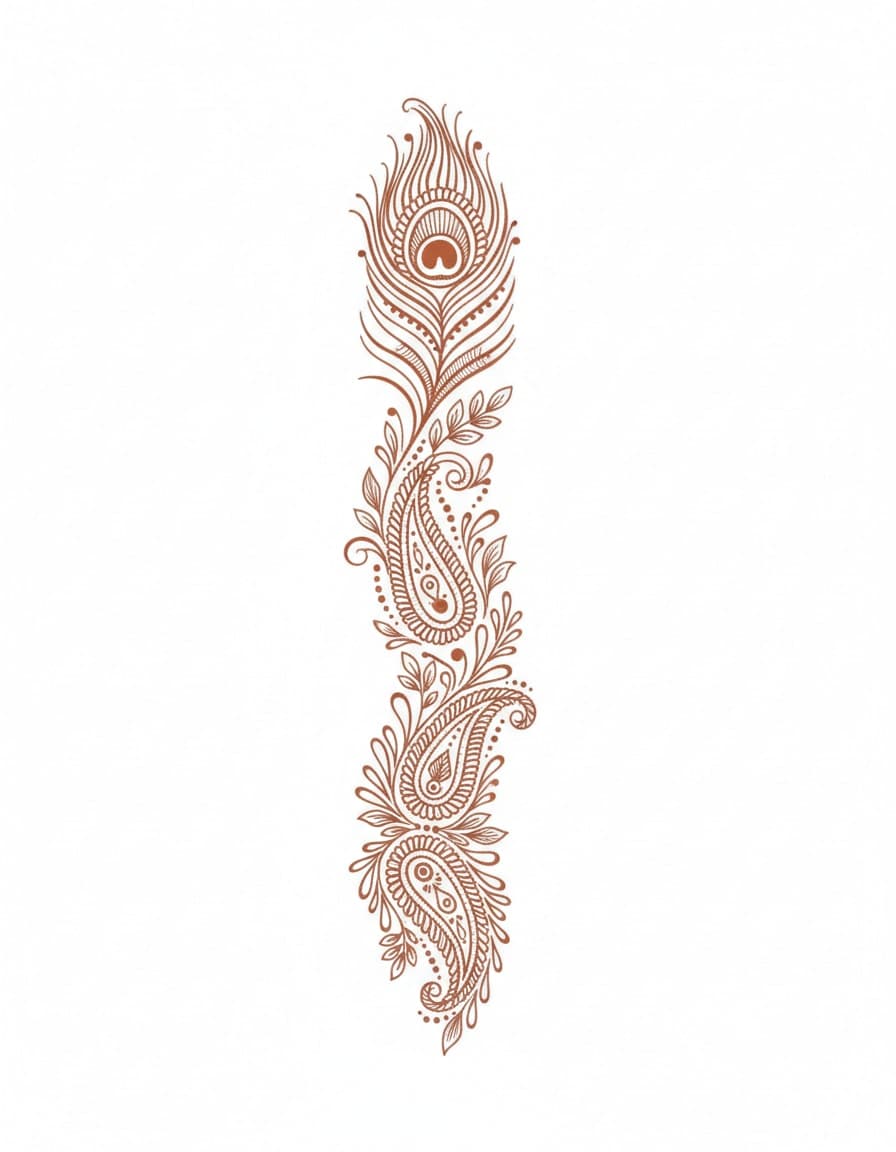 Henna-Style Peacock Feather Temporary Tattoo — view 1