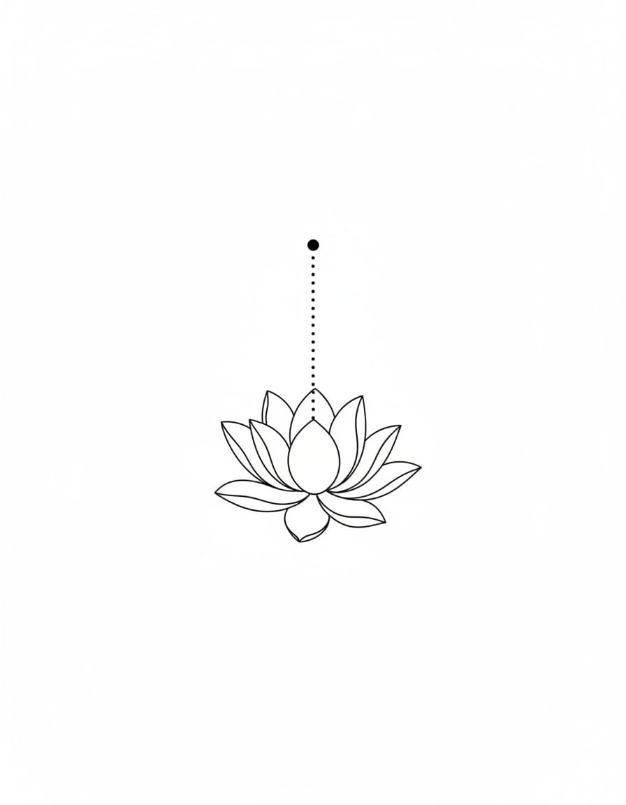 Fine Line Lotus with Dots Temporary Tattoo — view 1