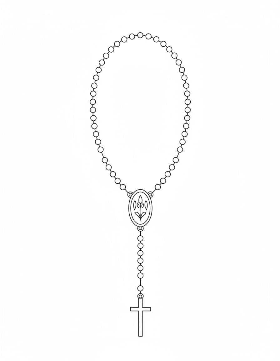 Fine Line Rosary Temporary Tattoo — view 1