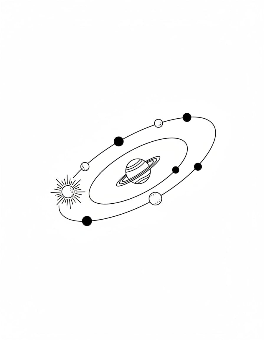 Fine Line Solar System Temporary Tattoo — view 1