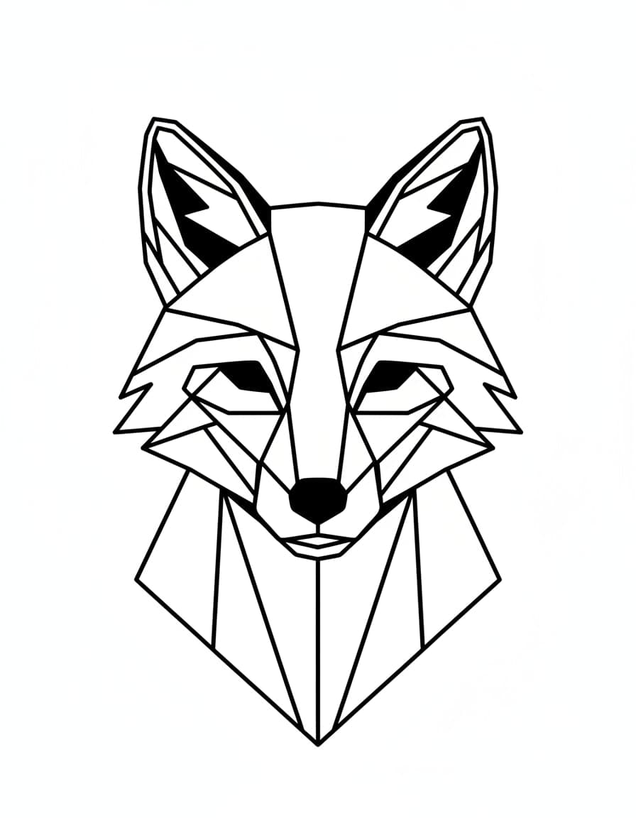Geometric Fox Head Temporary Tattoo — view 1