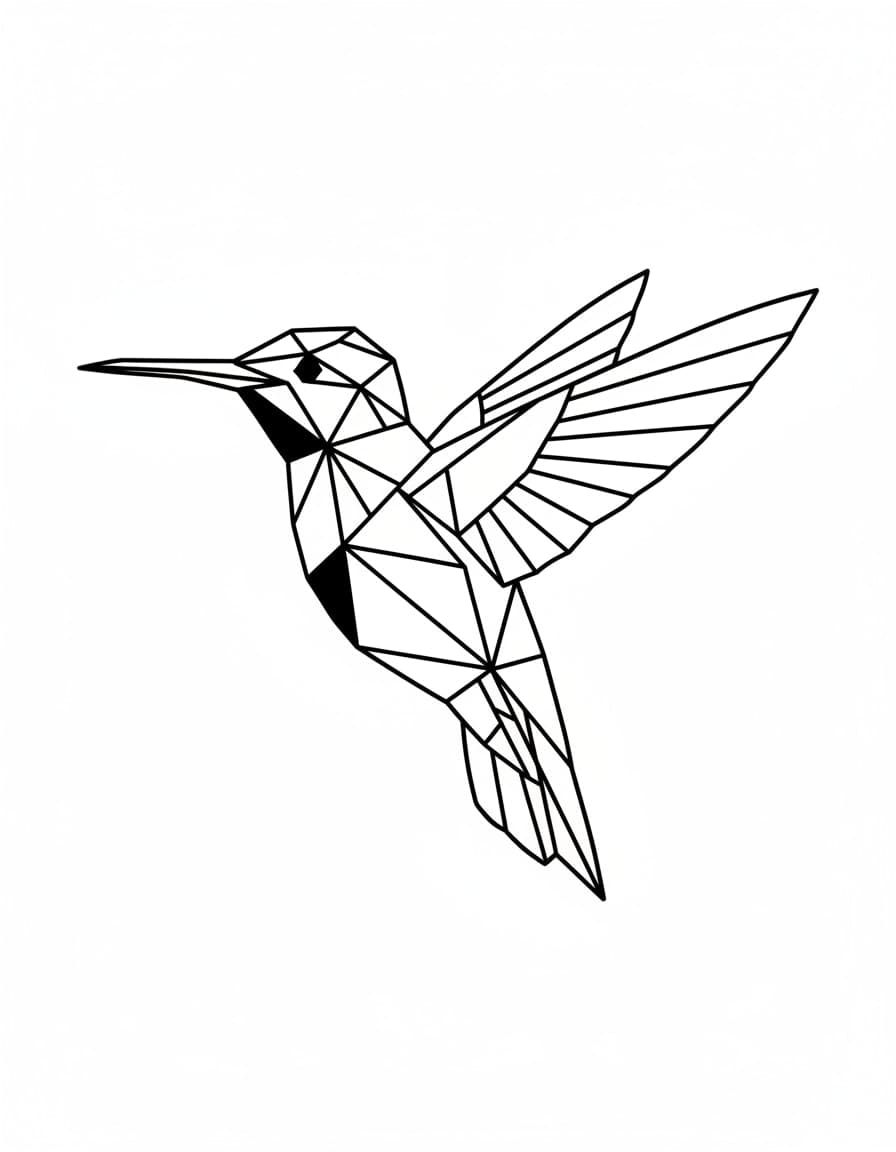 Geometric Low-Poly Hummingbird Temporary Tattoo — view 1