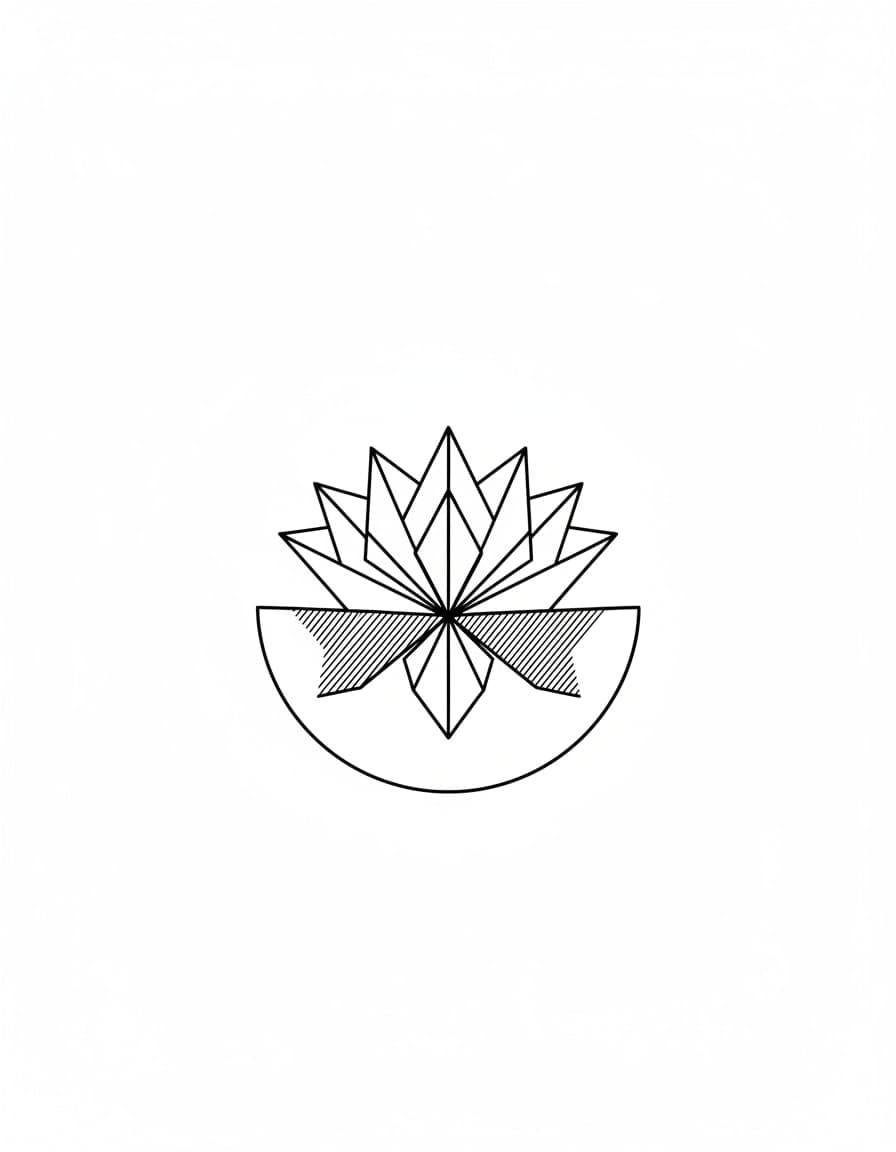 Geometric Lotus Temporary Tattoo — view 1